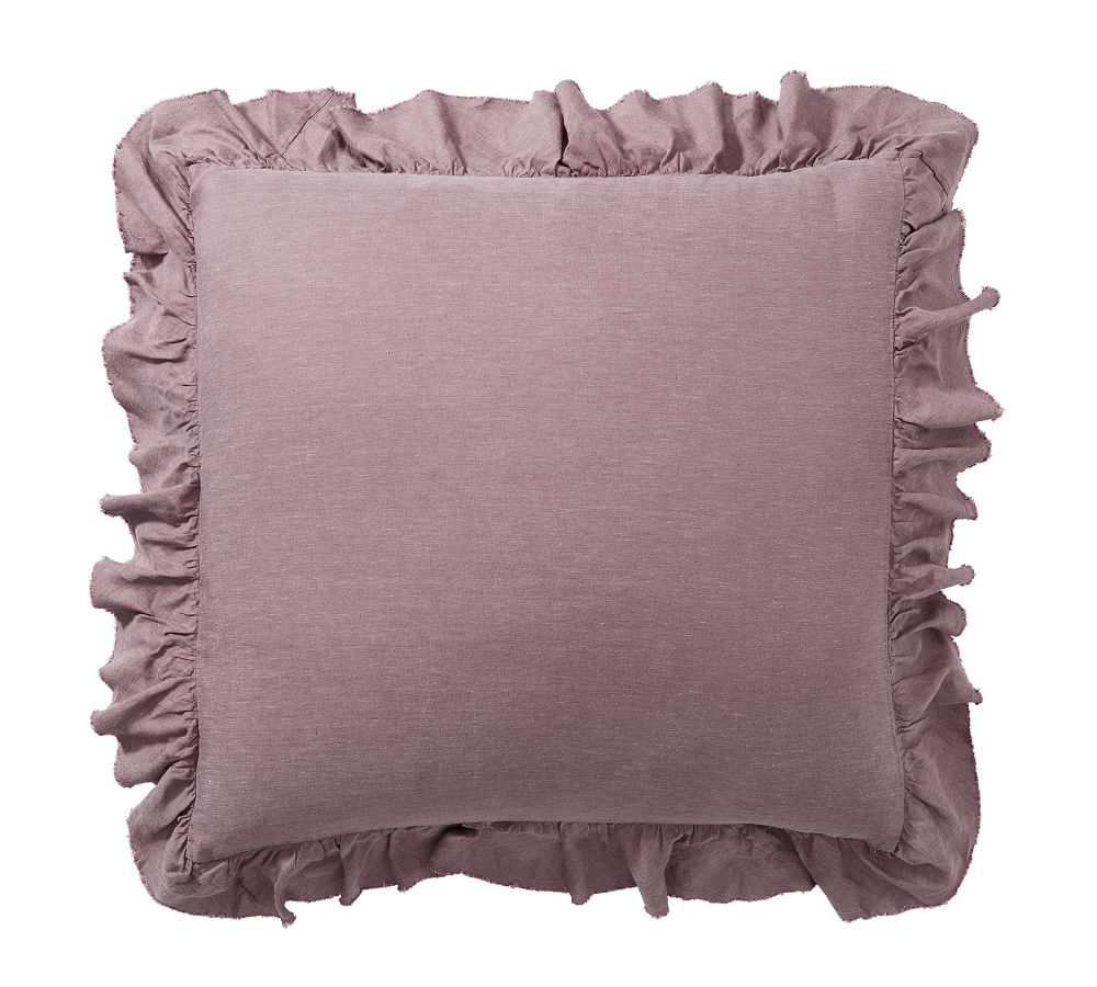 Fig Belgian Flax Linen Fringe Ruffle Euro Shams, Set of 2 | Pottery Barn (US)