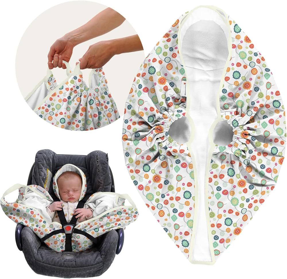 ​​Snugglebundl Baby Lift Carseat Blanket Insert (Baby Button Bunting w/ Handles) Organic Cott... | Amazon (US)