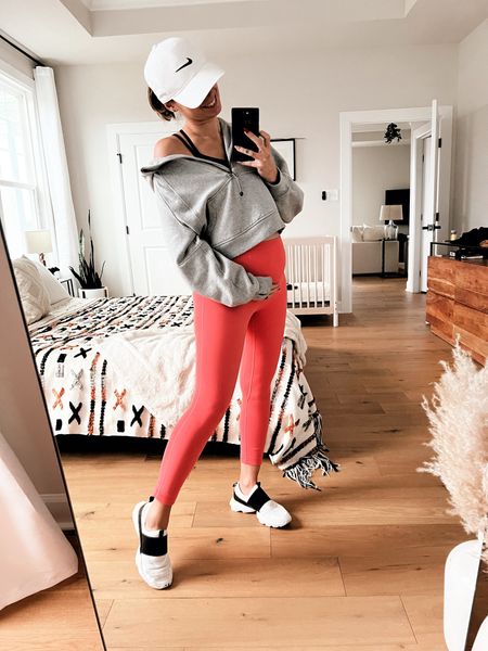Love that these leggings work before, during, and after pregnancy and come in cute colors.  Bump friendly workout outfit channeling Valentine’s Day 🤍
.
- Leggings
- Half zip cropped hoodie
- Sorel sneakers

#LTKbump #LTKbaby #LTKfitness