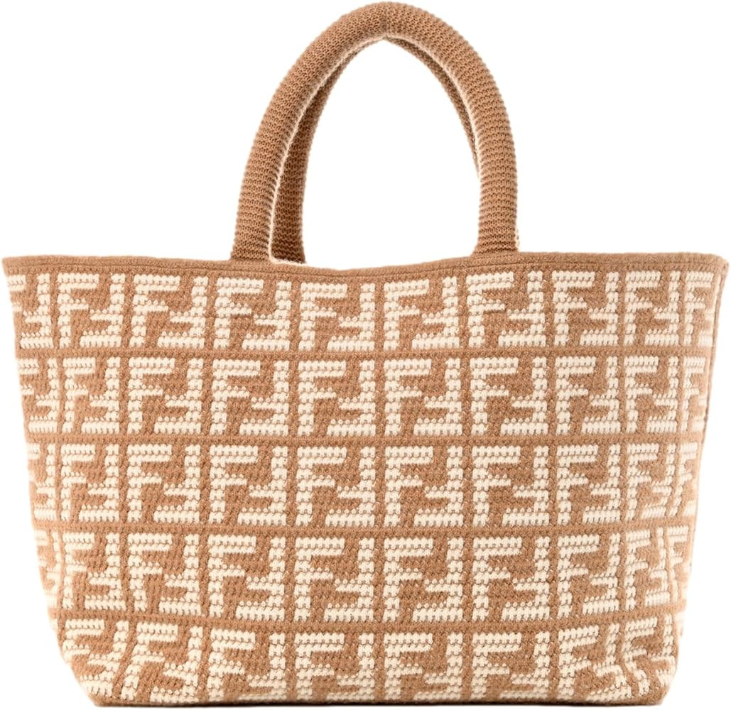 FENDI FF Cammello Beige Knitted Cashmere Large Shopper Tote Bag | Amazon (US)