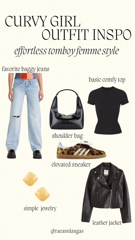 Achieve that effortless tomboy femme style with these pieces! 

Jeans, baggy jeans, denim, skims top, black top, leather jacket, Abercrombie jacket, black shoulder bag, adidas, sambas, cheetah sambas, gold jewelry, revolve, levis, outfit inspiration, style inspiration, outfit ideas, tomboy femme, effortless style, curvy girl style, curvy girl fashion 

#LTKshoecrush #LTKstyletip #LTKmidsize