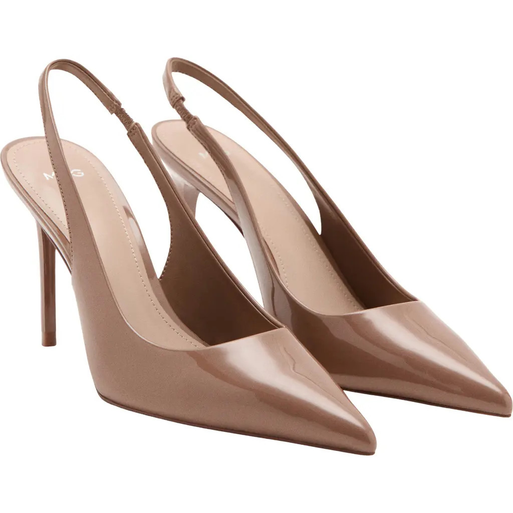 MANGO Mica Pointed Toe Slingback Pump in Beige at Nordstrom, Size 40 | Nordstrom