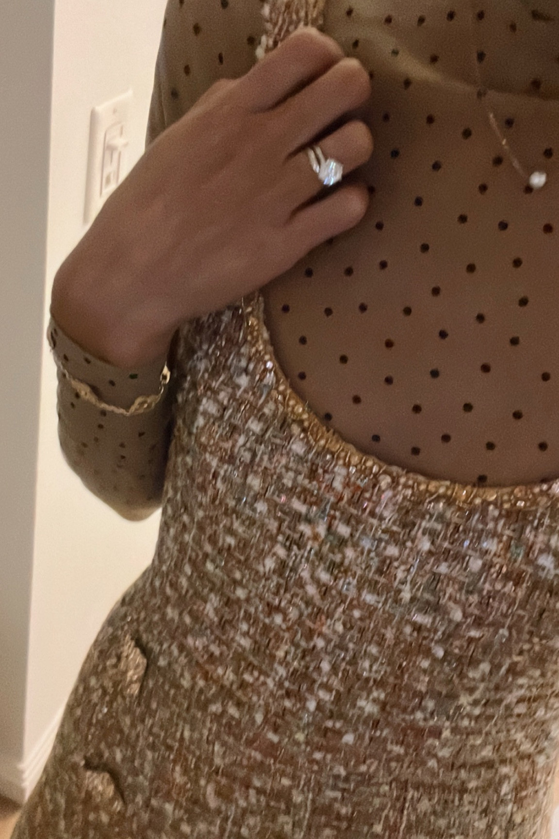 holiday look with sheer turtleneck and gold glam mini

#LTKfit #LTKstyletip #LTKHoliday