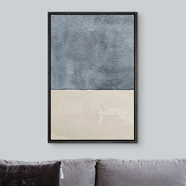 Mid-Century Watercolor Blue Gray Color Block Framed On Canvas Painting | Wayfair North America