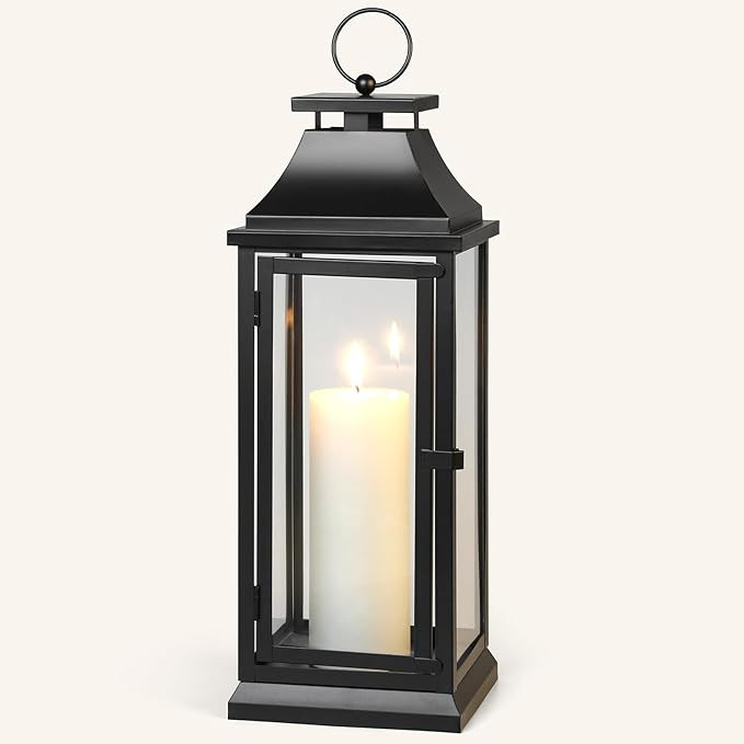 Black Hurricane Lanterns with Clear Glass Panels - Ideal for Home Decor, Parties & Events - Versa... | Amazon (US)