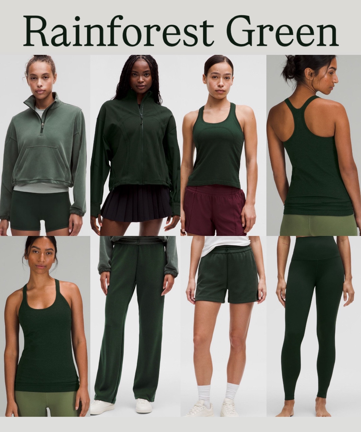 New color: Rainforest Green 

Looks to be a very deep green - best for Dark Autumn or Dark Winter

The softstreme fabric does make the color more muted and could work for true autumn

HOC Autumn
HOC Winterr

#LTKActive #LTKFitness #LTKStyleTip