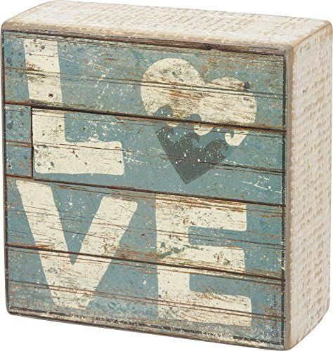 Primitives by Kathy Love - Aqua Marine Mini Beach Plankboard Print Sign with Heart - 4-in | Amazon (US)