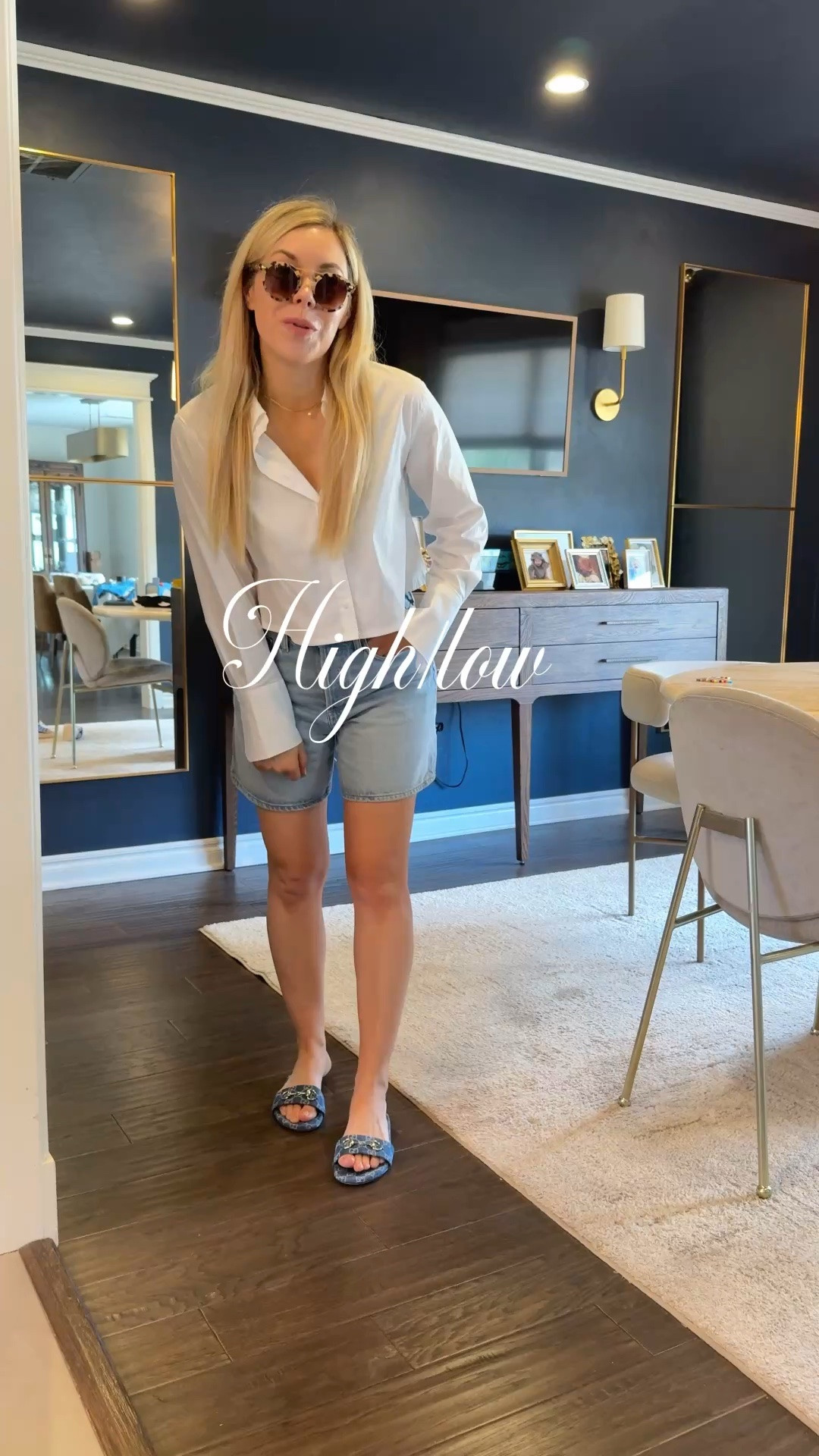 Cropped button down 
Denim shorts 
Gucci shorts

#LTKdayinmylife #LTKootd #LTKgrwm