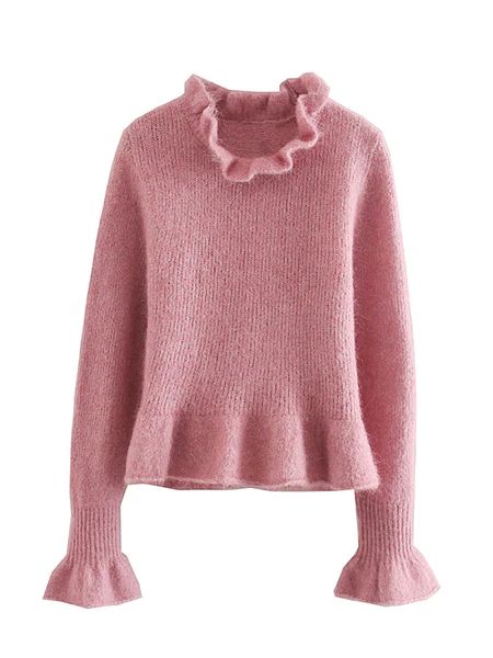 'Kelsey' Ruffled-neck Wool Sweater | Goodnight Macaroon