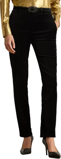 Stretch Velvet Ankle Straight Leg Pants | Nordstrom