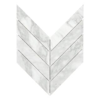 sunwings Chevron Mosaic Backsplash 8.7x7.7In. Honed White Carrara Marble Herringbone Floor and Wall Tile (4.6 Sq. Ft./Box) | The Home Depot