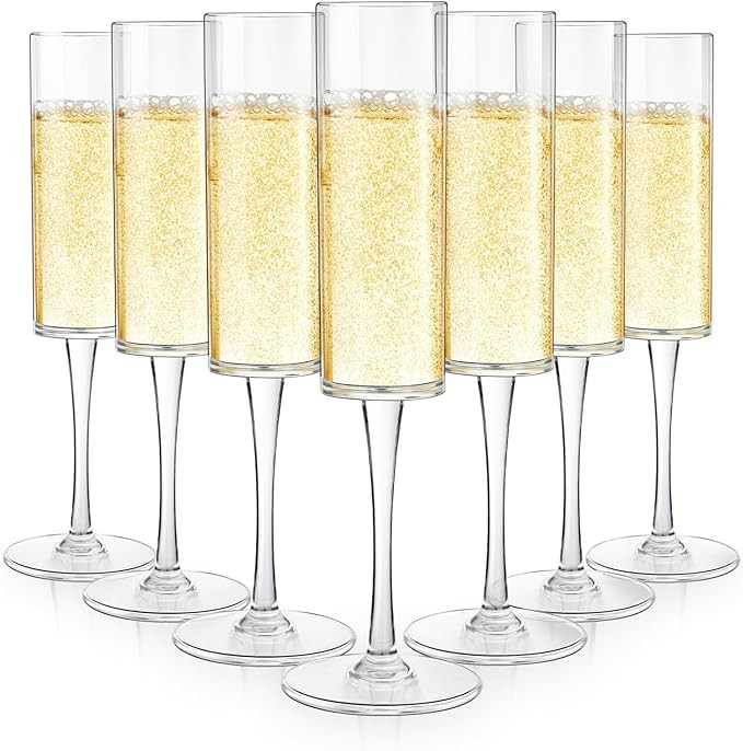 mwellewm 24 Pcs Plastic Champagne Flutes 6 Oz Disposable Acrylic Unbreakable Clear Champagne Glas... | Amazon (US)