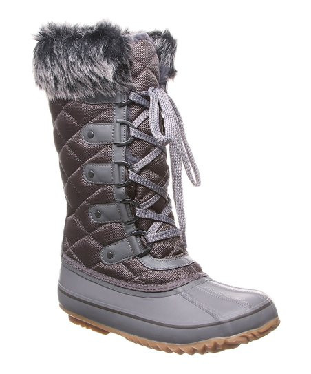 BEARPAW Gray Fog McKinley Quilted Duck Boot - Women | Zulily