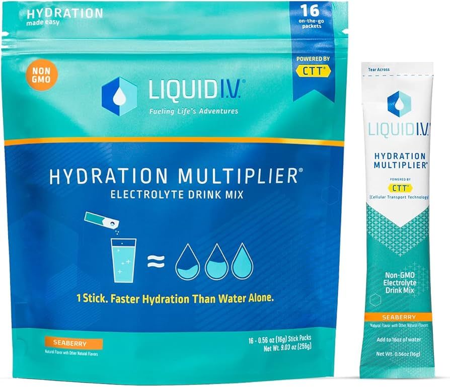 Liquid I.V. Hydration Multiplier - Seaberry - Hydration Powder Packets | Electrolyte Drink Mix | ... | Amazon (US)