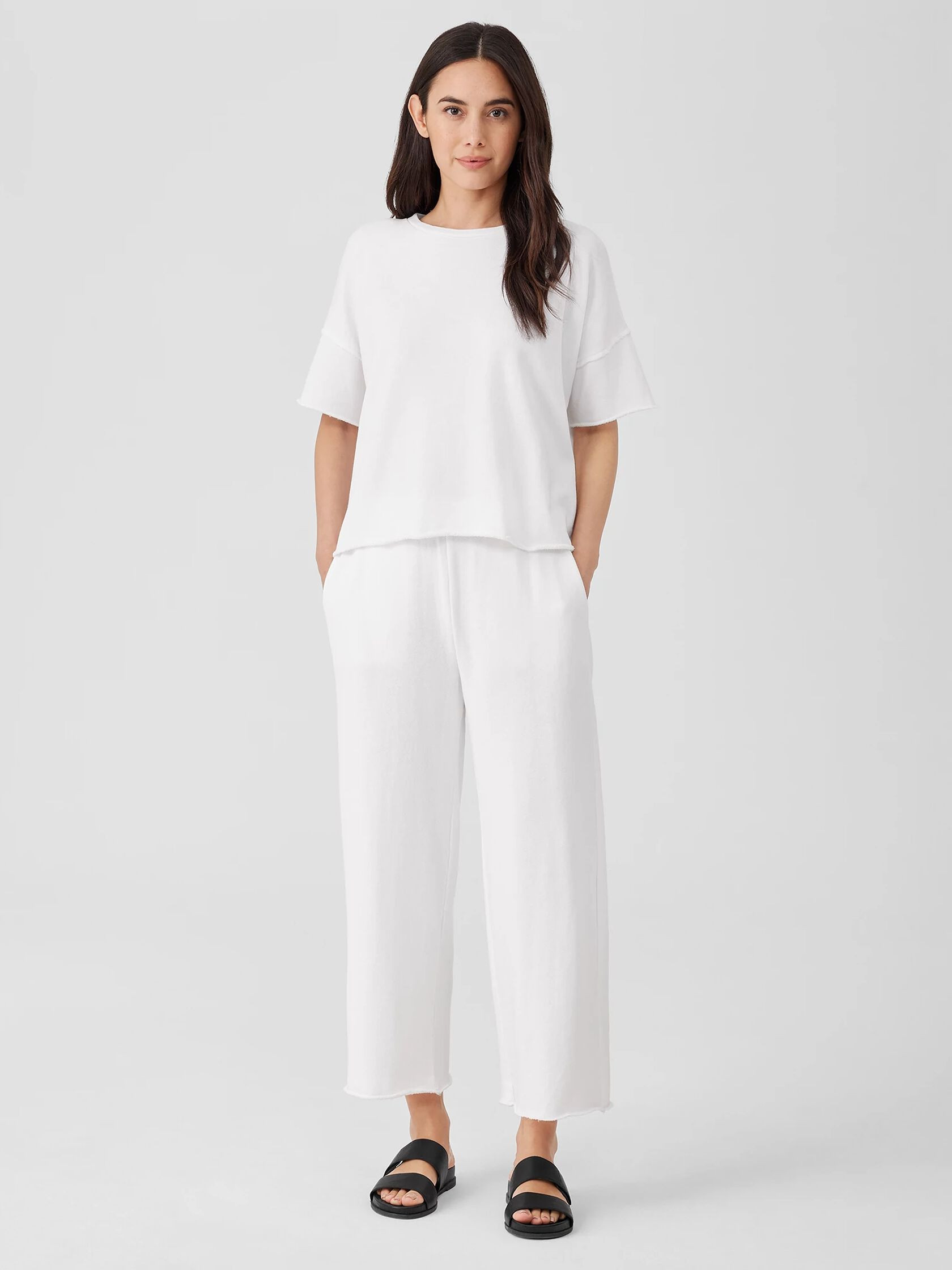 Lightweight Organic Cotton Terry Crew Neck Top | Eileen Fisher