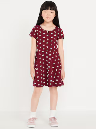 Printed Short-Sleeve Fit and Flare Dress for Girls | Old Navy | Old Navy (US)