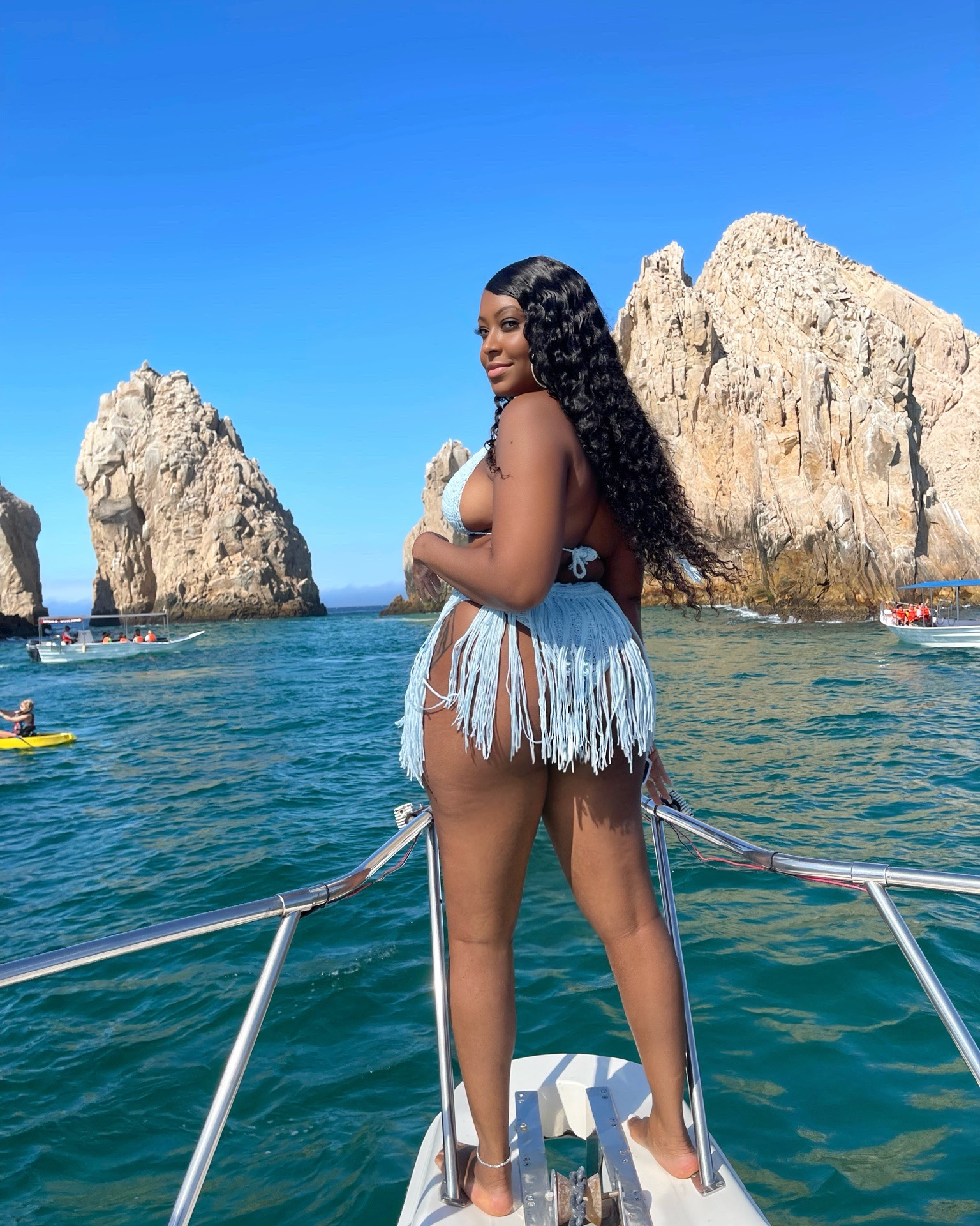 Crochet fringe bikini for a Cabo boat day 🌊🇲🇽 Shop this vacation swimwear look + similar crochet bikinis, fringe swimsuits, beach cover-ups and resort wear for your next Mexico vacation.

#LTKOver40 #LTKTravel #LTKSwim
