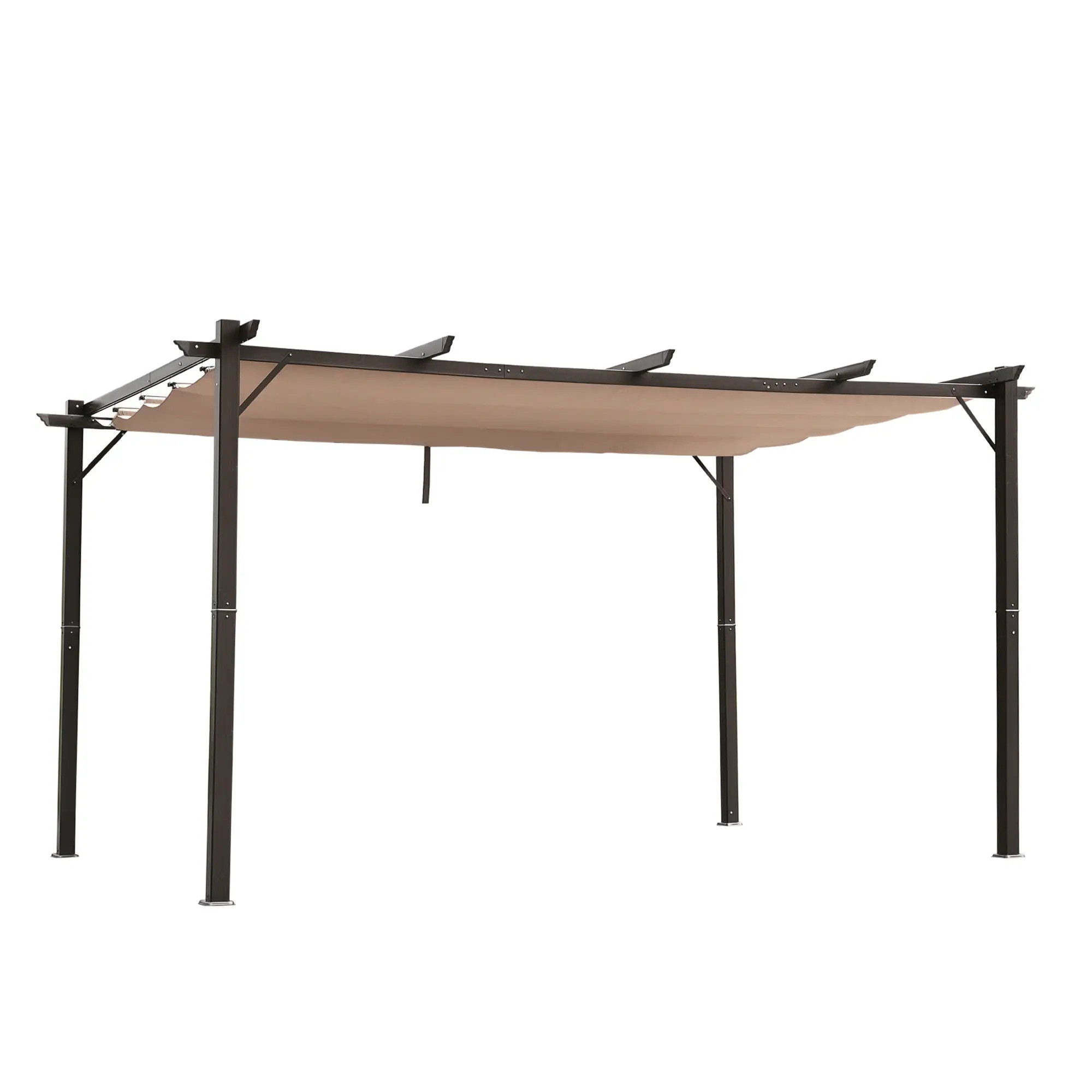 Outsunny 10' x 13' Outdoor Retractable Pergola Canopy Aluminum Patio Pergola Backyard Shade Shelter for Porch Party Garden Grill Gazebo Brown | Lowe's