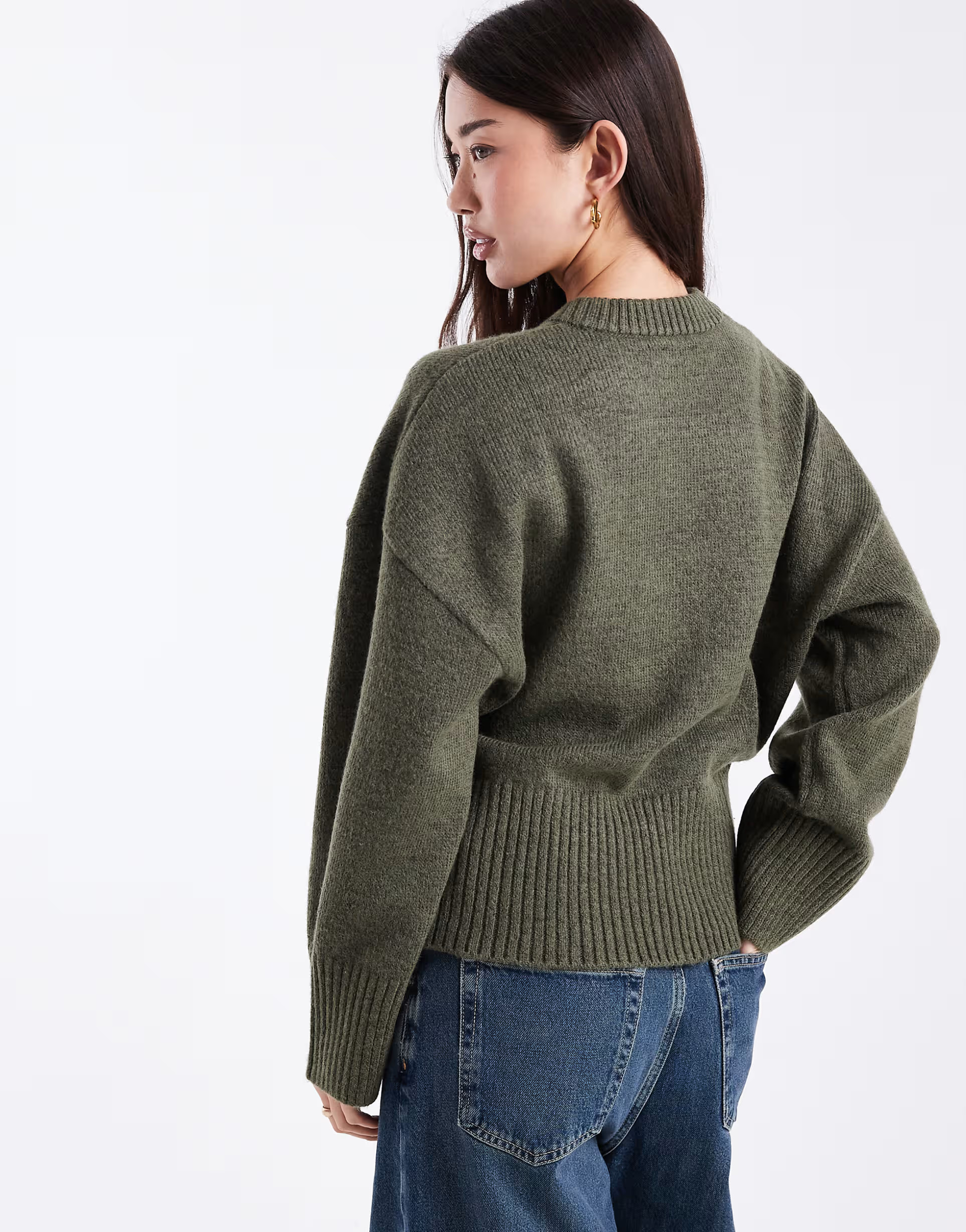 ASOS DESIGN waisted jumper in khaki | ASOS (Global)