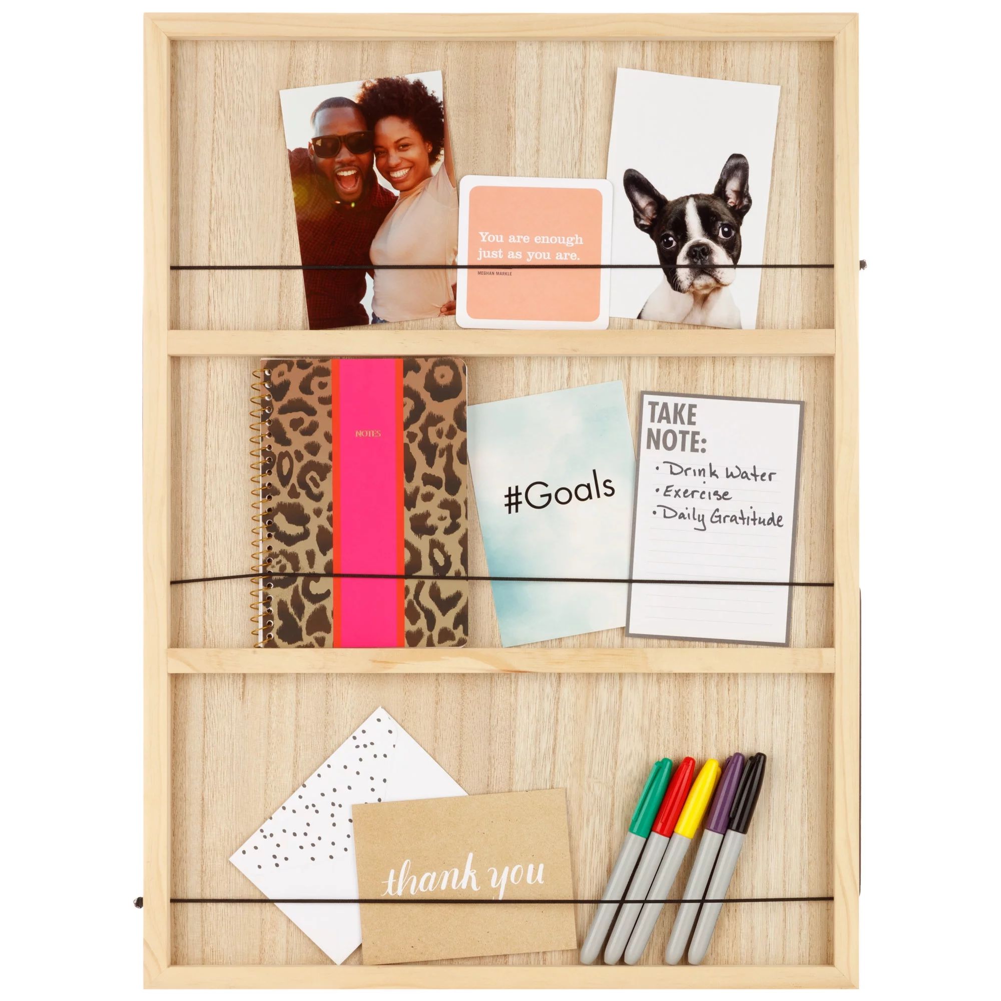 Gallery Solutions 18x24 Natural Wood Tiered Collage Memo Board Wall Organizer | Walmart (US)