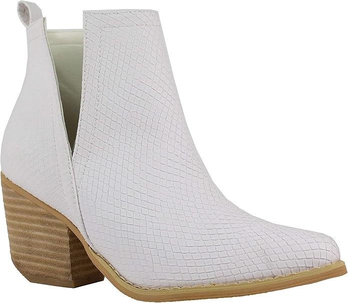 ARIDER ARiderGirl Womens Western Booties with Snake Print Slip On V Cut Stacked Heel Boots | Amazon (US)