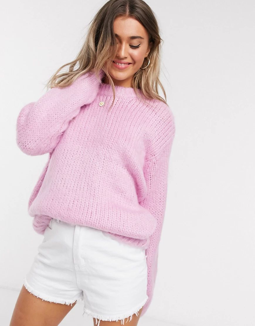 ASOS DESIGN chunky sweater in pink | ASOS (Global)