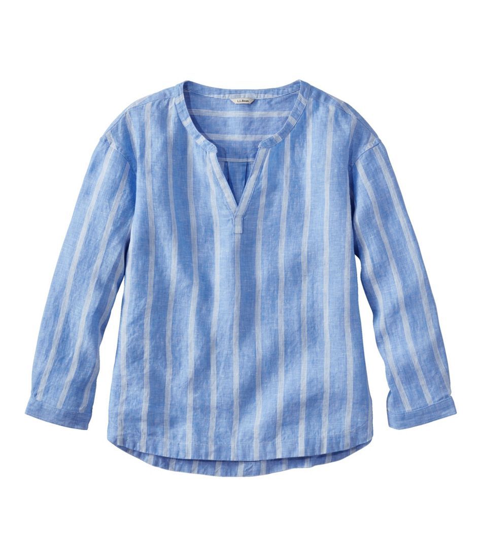 Women's Premium Washable Linen Shirt, Splitneck Stripe | L.L. Bean
