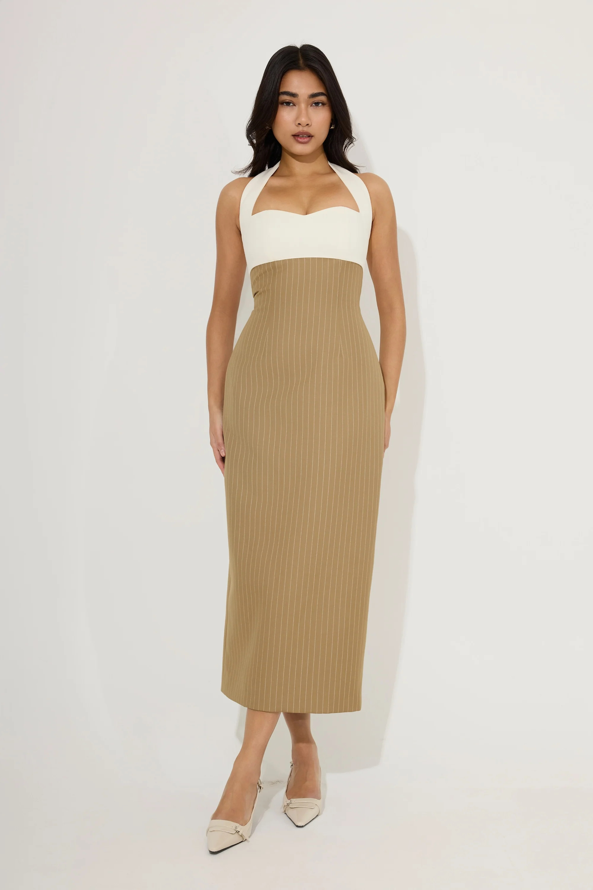 Cotton Mix Pinstripe Midi Dress | Odd Muse