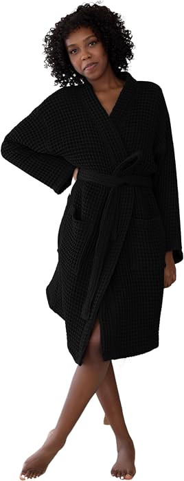 Womens Kimono Waffle Robe - Lightweight 100% Turkish Cotton Housecoat for All-Day Lounging - Bath... | Amazon (US)