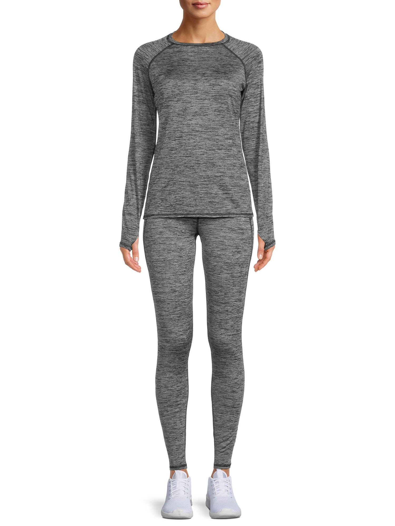 ClimateRight by Cuddl Duds Women's Plush Warmth Long Sleeve Crew & Legging Base Layer Set, Sizes ... | Walmart (US)