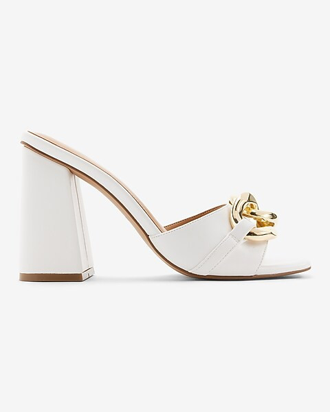 Chain Strap Block Heel Mule Sandals | Express