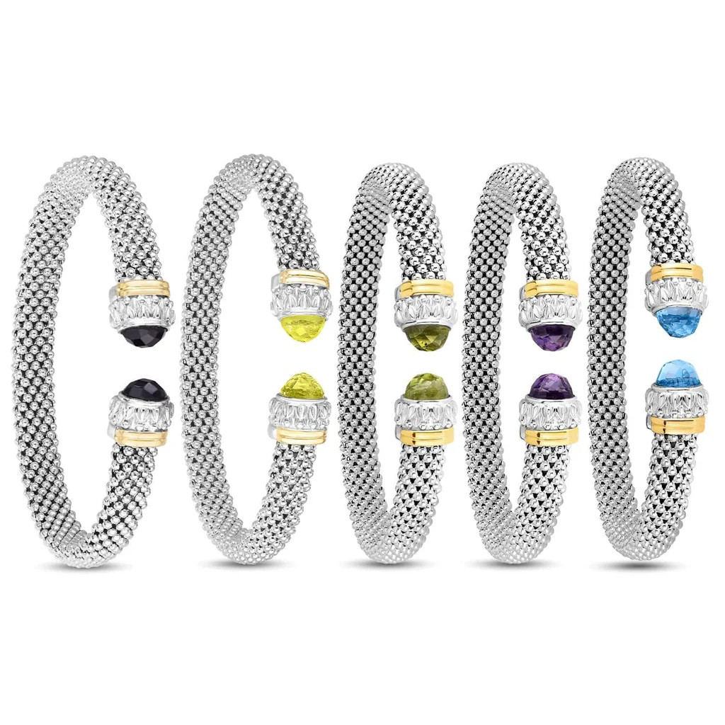 Silver & 18K Gold Popcorn Gemstone Cuff | Phillip Gavriel