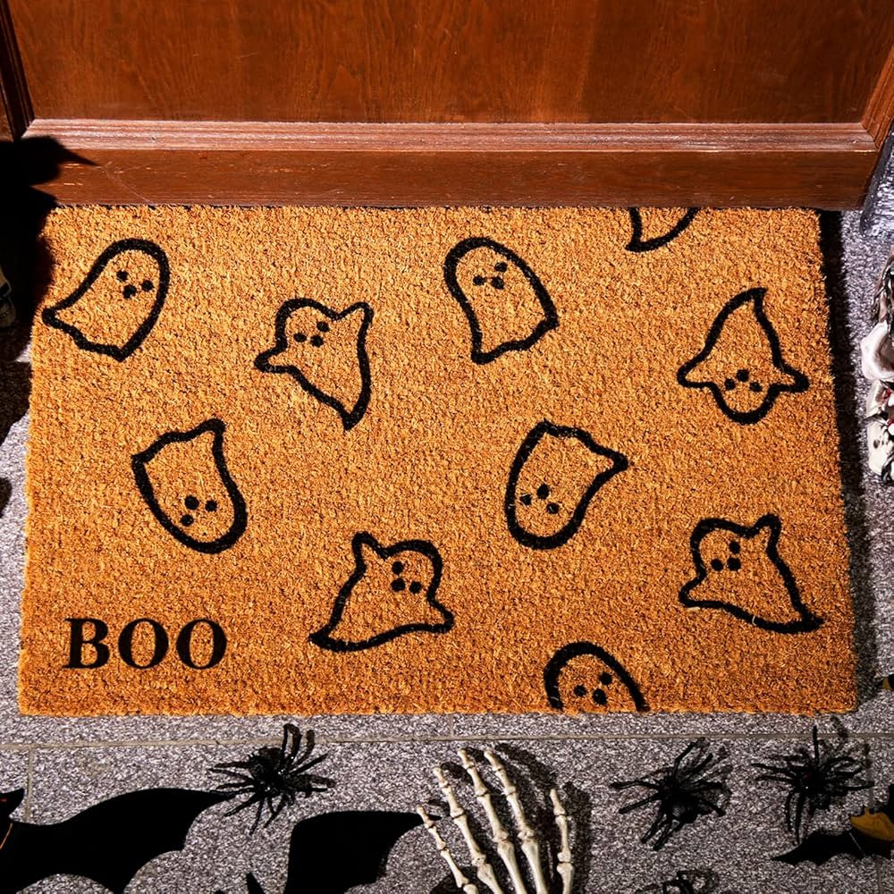 Ceenna Halloween Doormat Coir Ghost Welcome Doormat Funny Halloween Ghost Door Mat with Anti-Slip... | Amazon (US)
