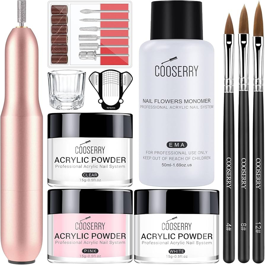 Cooserry Acrylic Nail Kit with Drill - Acrylic Powder and Monomer Liquid Set with Acrylic Nail Dr... | Amazon (US)