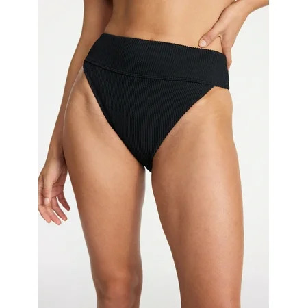 Time and Tru Women's and Women's Plus Size Crinkle High Rise High Leg Cheeky Bikini Bottoms, Size... | Walmart (US)