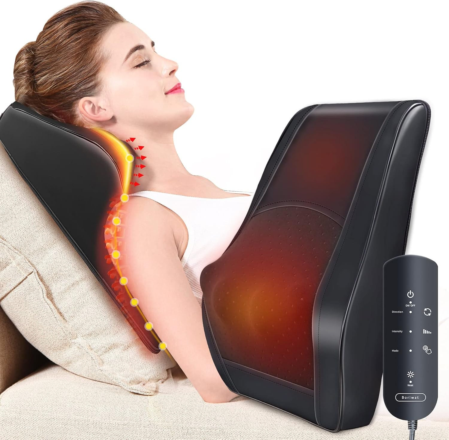 Boriwat Back Massager with Heat, Massagers for Neck and Back, Shiatsu Neck Massage Pillow for Bac... | Amazon (US)