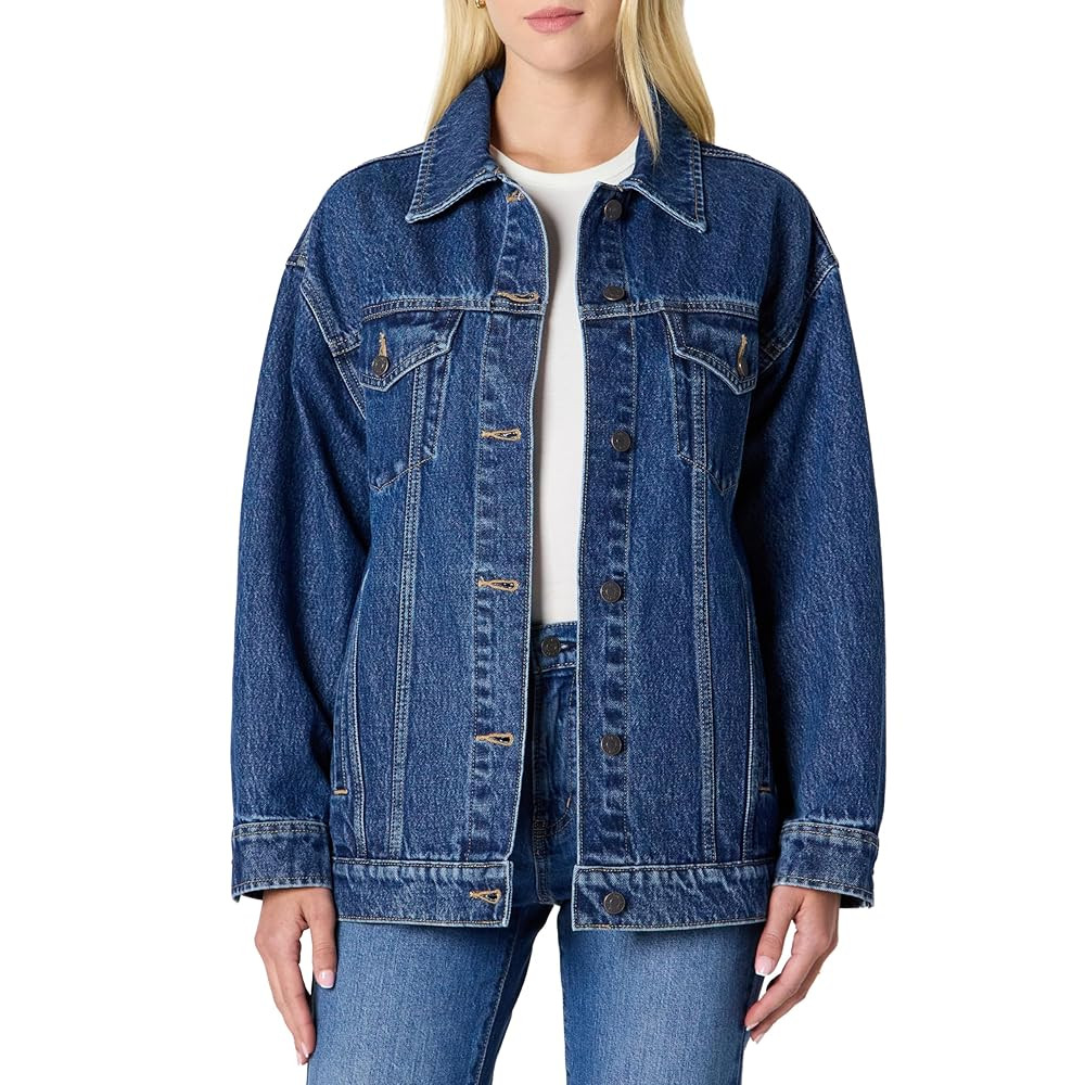 Amazon Essentials Women's Rigid Denim Oversized-Fit Trucker Jacket | Amazon (US)