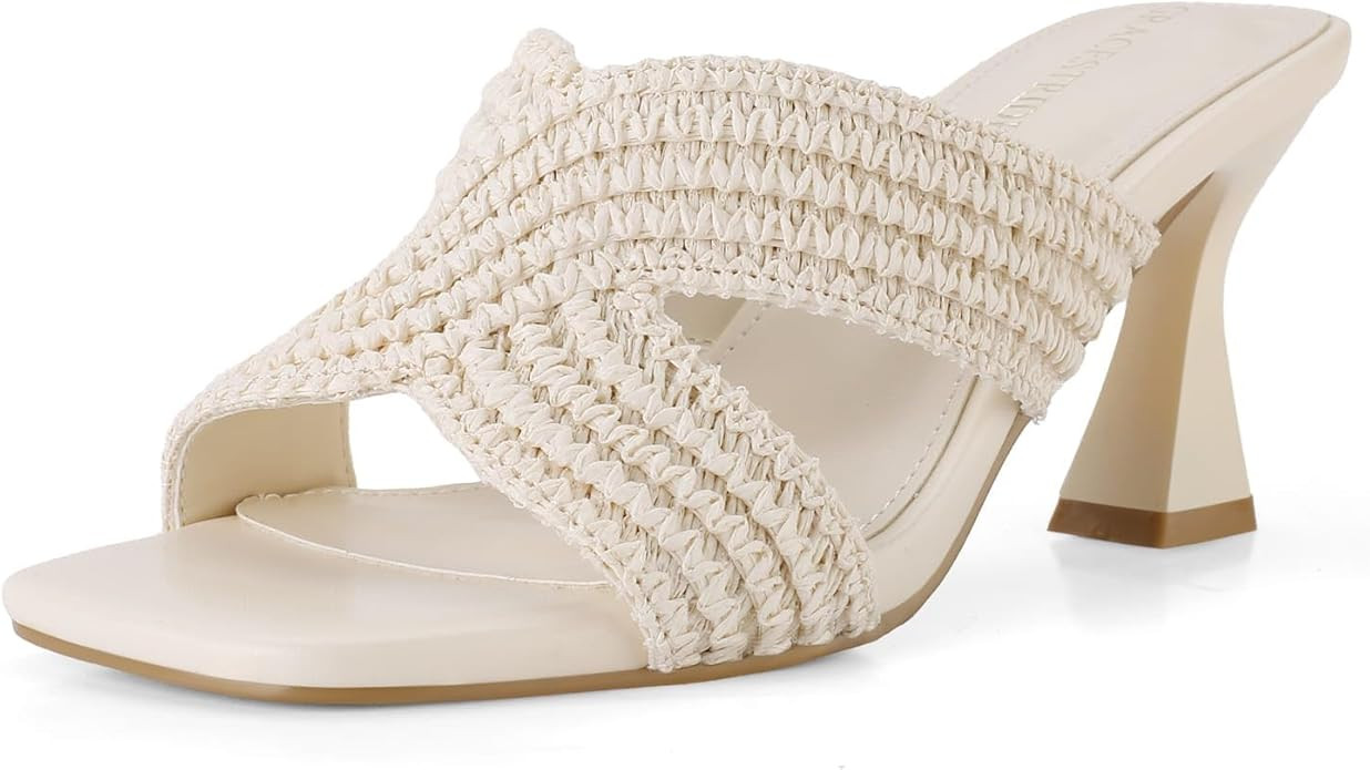 Women’s Heeled Sandals Slip On Chunky Square Toe Mule Sandals Open Toe Slide Casual Summer Dres... | Amazon (US)