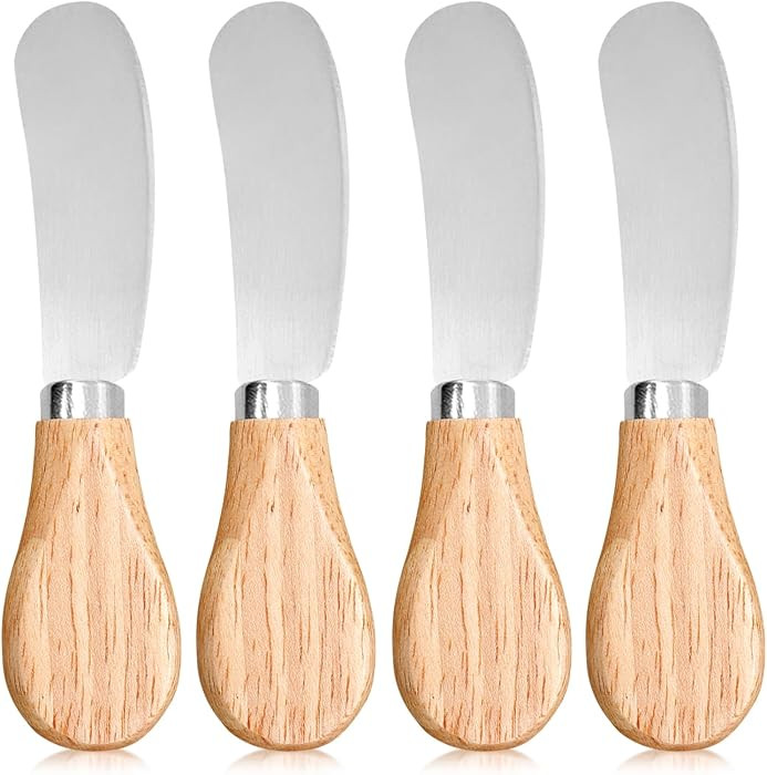 Siutaga 4 Pcs Cheese Spreader Knives Butter Knife with Wooden Handle Stainless Steel Cheese Butte... | Amazon (US)