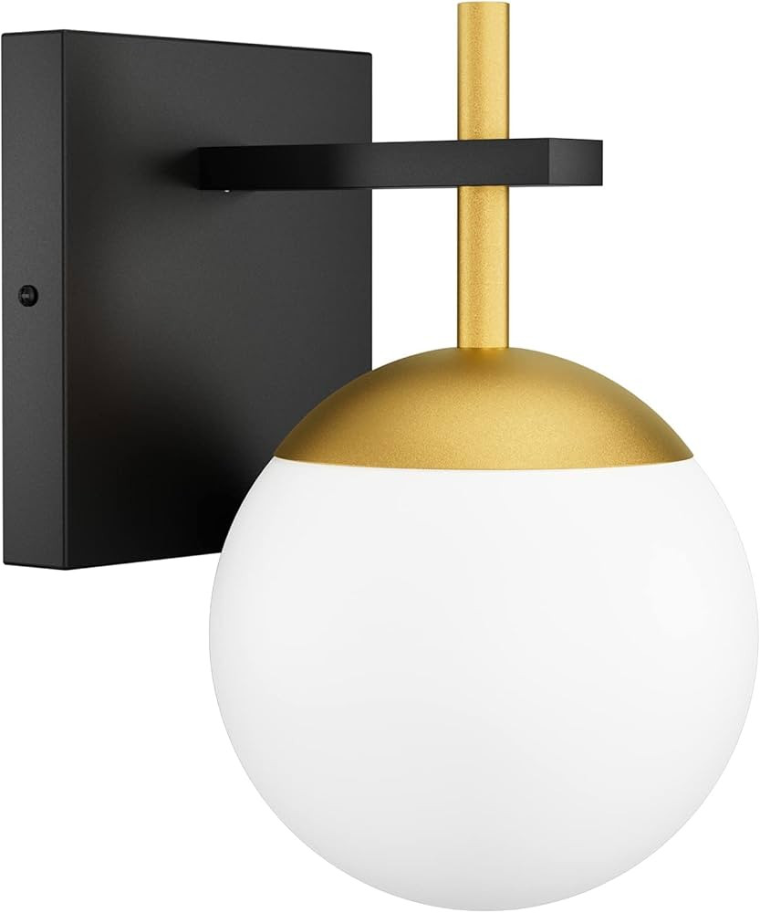 Ralbay Black Gold Wall Sconce, Mid Century Modern Wall Lighting Fixtures Milky Glass Indoor Wall ... | Amazon (CA)