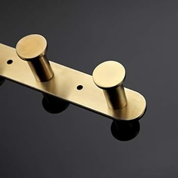 Estrend Brushed Gold Coat Hook Rail Towel and Key Hook Rack with 5 Heavy Duty Hooks for Entryway, Fo | Amazon (US)
