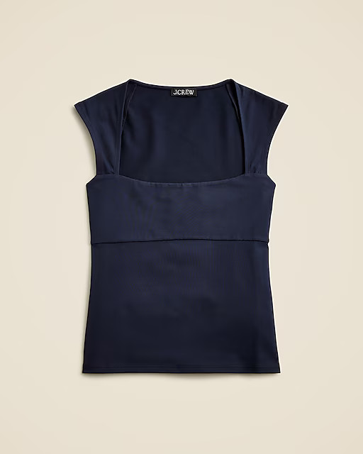 Squareneck cap-sleeve top in stretch cotton blend | J. Crew US