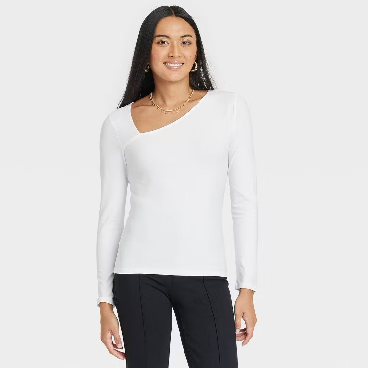 Women's Long Sleeve Asymmetrical Top - A New Day™ | Target