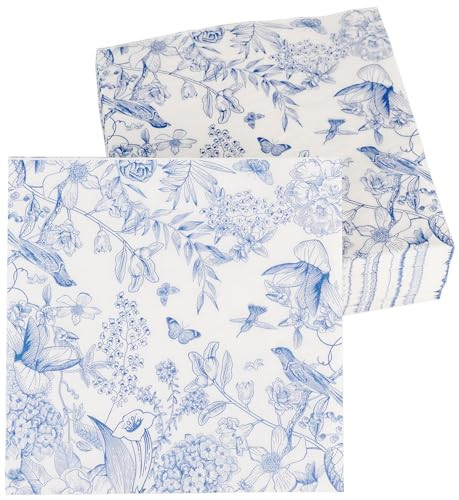 60 Pack Blue Floral Paper Napkins, Decorative Disposable Napkins for Wedding, Tea Party, Cocktail, Dinner, and Special Events - 6.7" Fancy Napkin | Amazon (US)