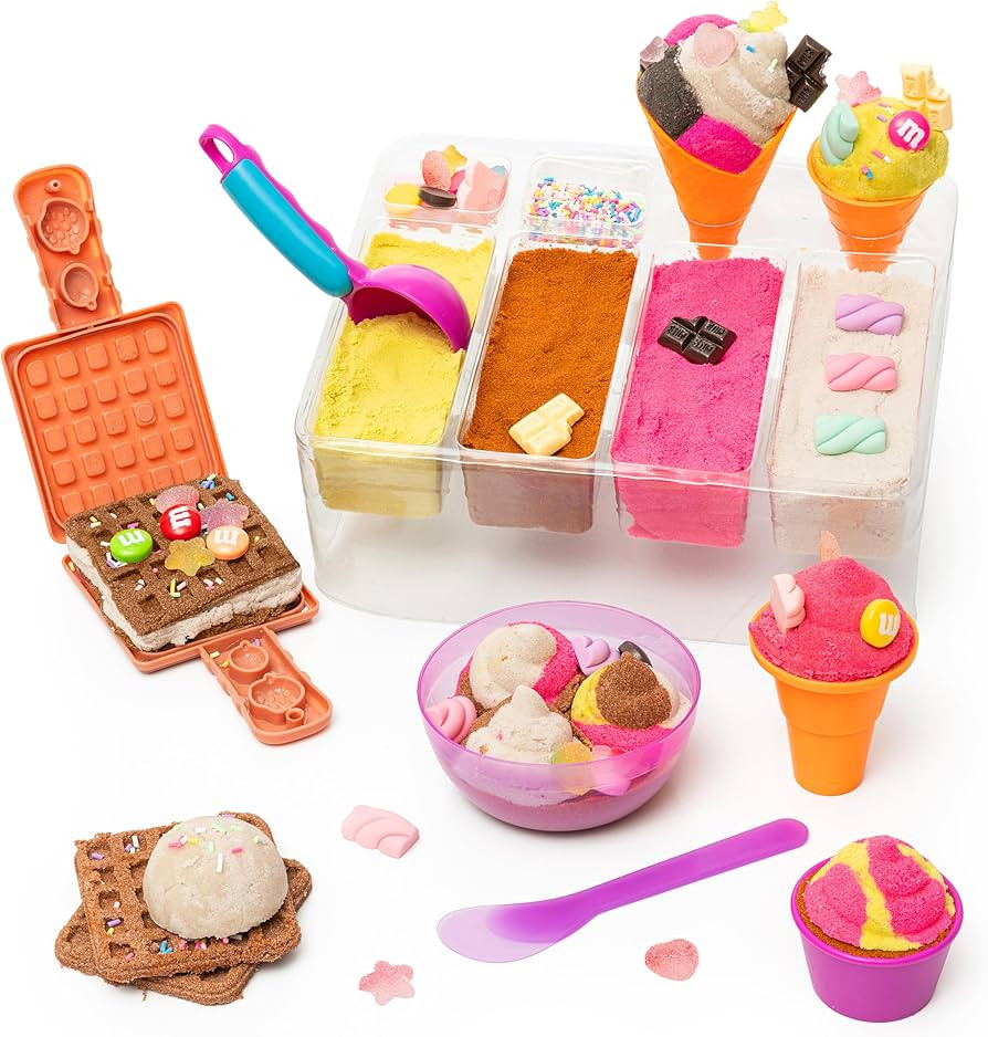 Kipipol Sensory Sand Box for Kids - 29 pcs Ice Cream Toy Sand With 1.7 LB Moon Sand, 9 Pretend Ic... | Amazon (US)