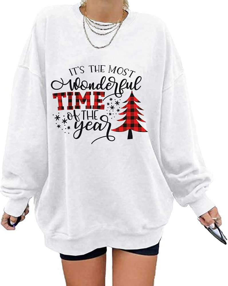 Langwyqu Womens' Oversized Crewneck Long Sleeve Casual Loose Pullover Tops | Amazon (US)