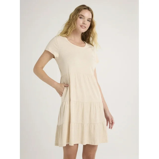 Time and Tru Women's Tiered Cotton Knit Dress, XS-XXXL | Walmart (US)
