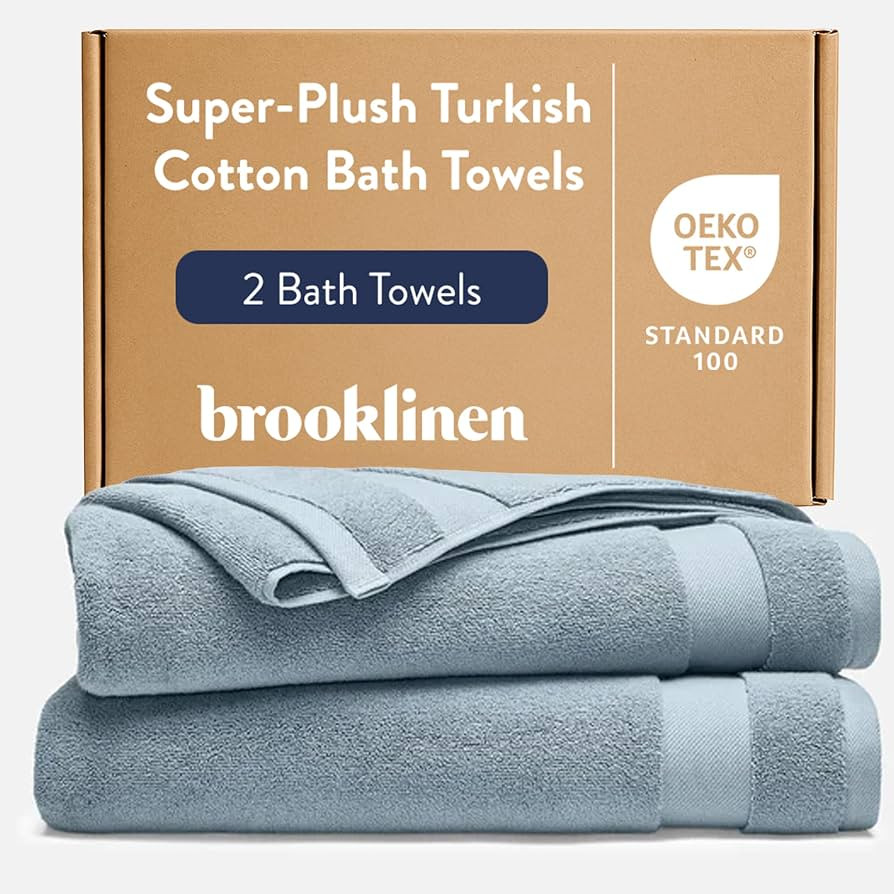Brooklinen Super-Plush 100% Turkish Cotton Bath Towels - Set of 2-770 GSM, Highly Absorbent, Mach... | Amazon (US)