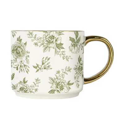 Sweet Water Decor Green Delft Gold Handle Coffee Mug -17oz | Target