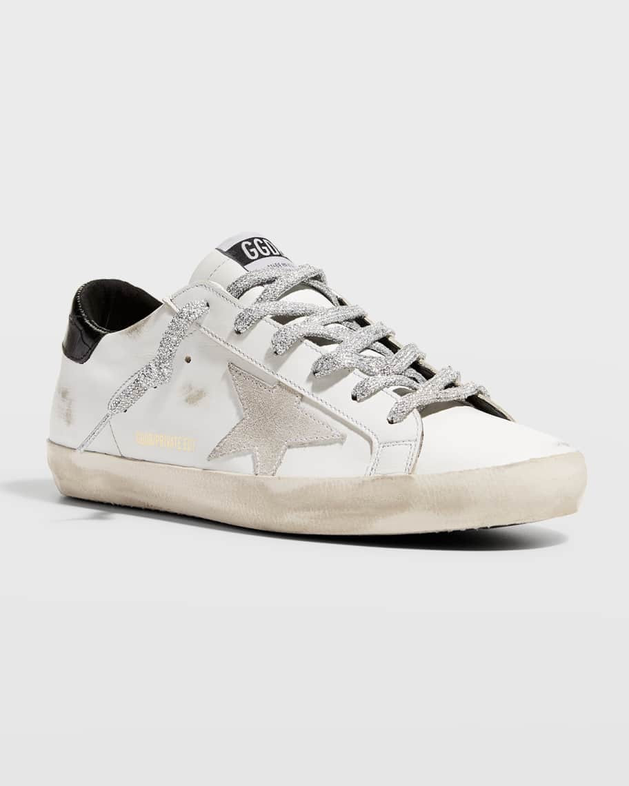 Superstar Leather Glitter Low-Top Sneakers | Neiman Marcus